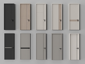 Modern door guest room door single door wooden door 3d model