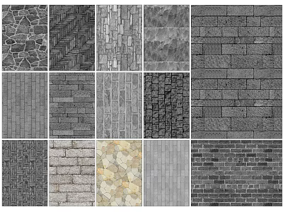 Diverse Garden Ornament Wall Textures Featuring Stone Brick And Tile Patterns 3d model