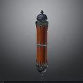 Ornamental Red Column With Blue Dome And Green Silver Decorations