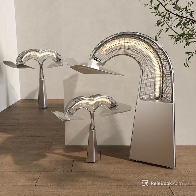 Modern Arc Floor Lamp With Curved Metal Frame And Illuminated Light Source 3d model 