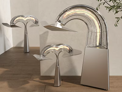 Modern Arc Floor Lamp With Curved Metal Frame And Illuminated Light Source 3d model