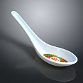 Artistic Ceramic White Spoon With Traditional Colorful Decorative Pattern Design 3d model