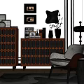 Modern Middle Ancient Entrance Cabinet Bucket Cabinet Side Cabinet Decorative Cabinet Chopper Entrance End View Platform 3d model