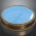 Antique Golden Frame Compass With Blue Glass Dial And Navigation Needle 3d model