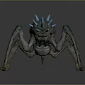 Game Movie Character Menacing Fantasy Creature With Many Legs Blue Spiked Back And Glowing Eyes