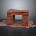 Elegant Classic Wooden Desk With Multiple Drawers On Wooden Floor Base