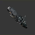 Black Sporty Motorcycle With Modern Design Gold Rims And Reflective Surface