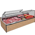 Commercial Display Refrigerator with Glass Door for Meat and Fruits in Wooden Base