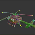 Green Eurocopter MEG13 Helicopter 3D Model With Rotors For Aerospace Missions Support