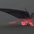 Mythical Dragon Game and Movie Character With Red Cracked Glowing Body And Black Wings