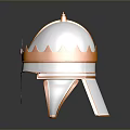 Ancient Warrior Helmet With Silver Gold Finish Crested Top And Red Accent For Medieval Warfare