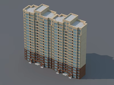Modern Multi Story Residential Building With Brown And Beige Exterior And Windows 3d model