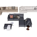 Stylish L Shaped Sofa Set Combinations With Beige Gray White Cushions And Side Tables 3d model