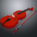 Red Wooden Violin With Bow For Musical And Daily Household Use