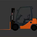 Industrial Green And Orange Forklift With Cab And Front Forks For Material Handling