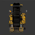Yellow Construction Paver Machine With Long Screed On Black Background Reflection