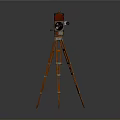 Red Surveying Instrument On Orange Tripod Stand For Measurement Work