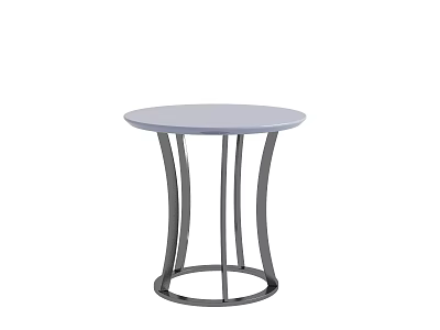 Modern Round Grey Coffee Table With Black Metal Frame Design 3d model