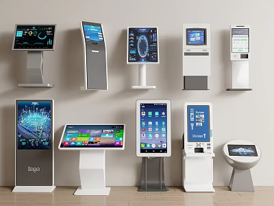 Interactive Self Service Kiosks as Public Facilities with Digital Screens and Multiple Functions 3d model