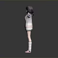 Child in Pink Striped Hoodie Black White Shorts Standing With Arms Outstretched Against Gray Background