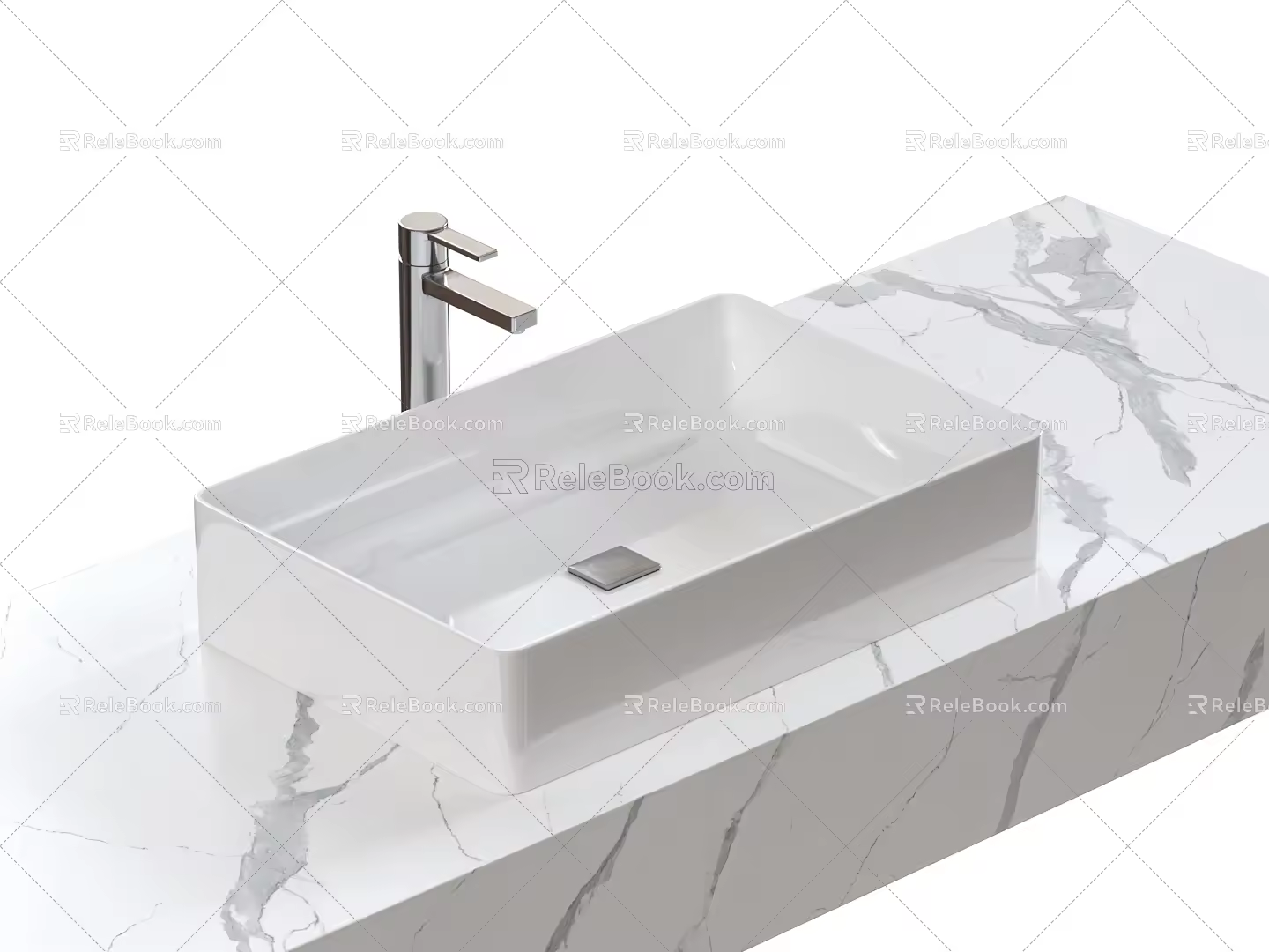 Wash basin counter basin sink towel 3d model