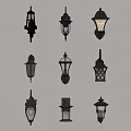 Various Decorative Wall Lamps With Different Designs Displayed On White Wall