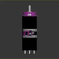 Shiny Black Cylindrical Object With Pink Ends And Metal Connectors On Reflective Surface