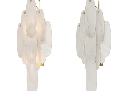 Modern White Glass Wall Lamp With Gold Metal Bracket And Layered Petal Design Structure 3d model