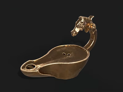 Golden Horse Head Shaped Decorative Container With Curved Handle Design 3d model