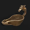 Golden Horse Head Shaped Decorative Container With Curved Handle Design