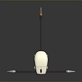 Futuristic Sci Fi Game Movie Character With White Body Black Extended Rods And Transparent Hanging Structures