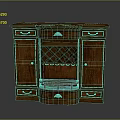 Entryway Sideboard Cabinet with Carved Wooden Details Wine Rack Drawers And Storage Doors