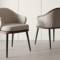Modern Accent Chairs Beige Upholstered Vertical Stripe Backrest Dark Wood Armrests Slim Black Legs