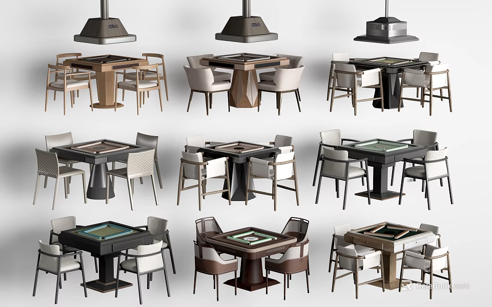 Various Styles Entertainment Tables with Modern Design and Matching Chairs for Home Leisure 3d model 