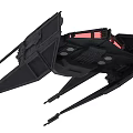 Black Fighter Jet With Red Accent Lights Angular Wing Structure And Sleek Design 3d model