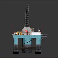 Offshore Drilling Platform With Drill Tower Crane And Industrial Equipment Structure
