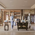 Traditional Chinese Clothing Store With Cheongsam Displays Mannequins And Decorative Screens