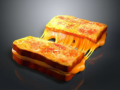 Crispy Golden Grilled Cheese Sandwich With Melted Oozy Cheese And Toasted Bread 3d model