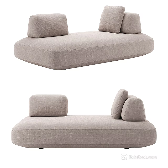 Modern Light Beige Fabric Sofa With Multiple Cushions For Living Room 3d model