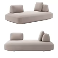 Modern Light Beige Fabric Sofa With Multiple Cushions For Living Room 3d model