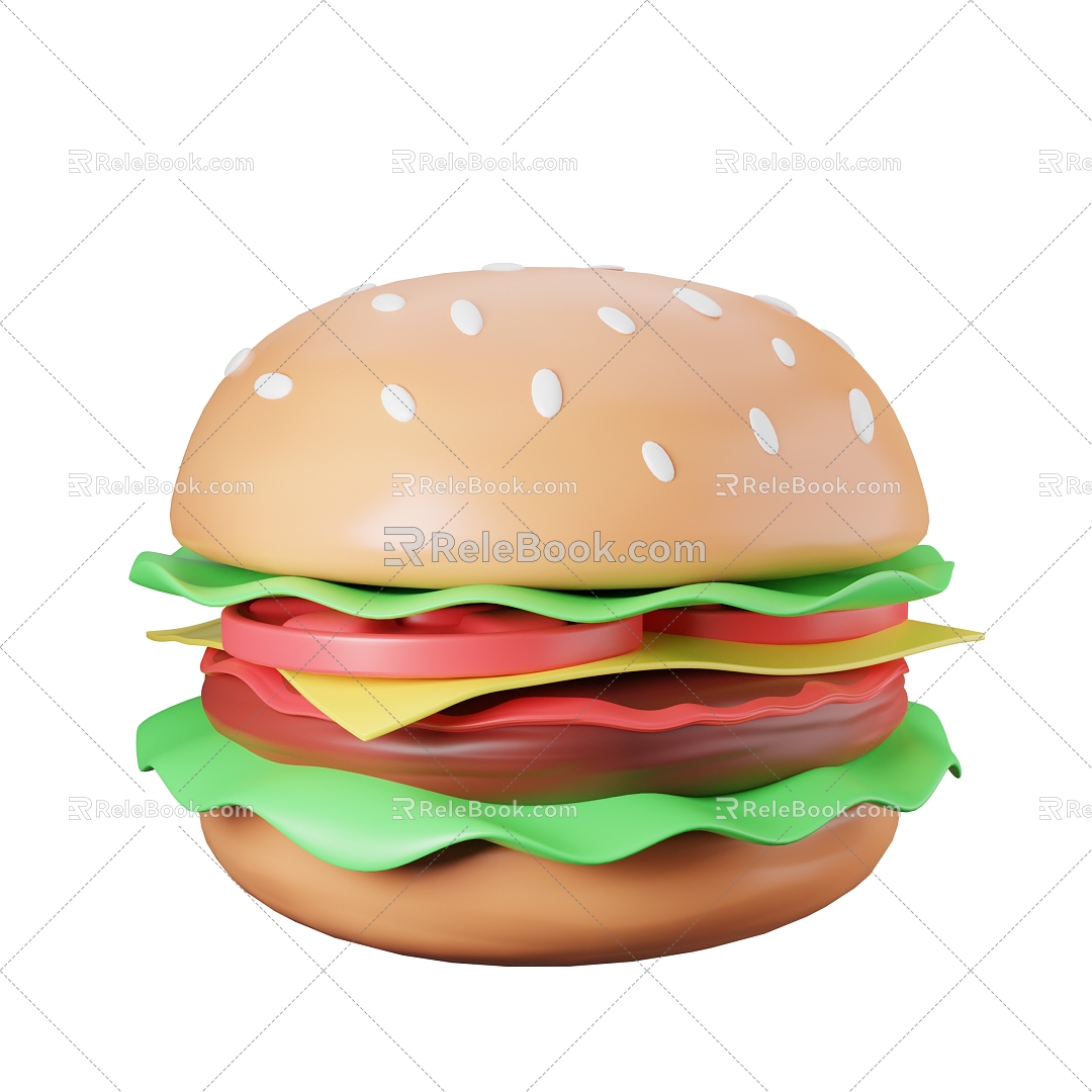 Modern Burger Food Cartoon Burger 3d model