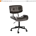 Modern Brown Leather Office Chair With Button Tufted Backrest And Swivel Wheels