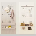 Wooden Pegboard Shelf with Hanging Hats Scarves Bags and Umbrellas for Accessory Storage