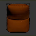 Modern Single Sofa With Orange Cushion And Black Metal Frame