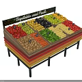 Retail Fruit Vegetable Display Shelf with Colorful Layers and Fresh Produce