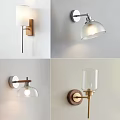 Modern Wall Lamps With Wooden Bases Metal Brackets And Glass Shades