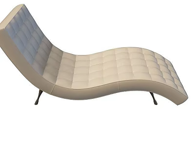 Tech Exhibition Hall Showcasing Modern Curved Tufted Lounge Chair With Black Slim Legs 3d model