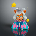 Cute Orange Fox Wearing Gray Top Hat Pink Blue Argyle Cloak With Yellow Stars Sparkles