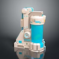 White And Blue Industrial Mechanical Equipment With Cylindrical Structure And Mechanical Arm