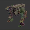 Game Movie Character Military Style Four Legged Armored Robot Metallic Green Mech Design